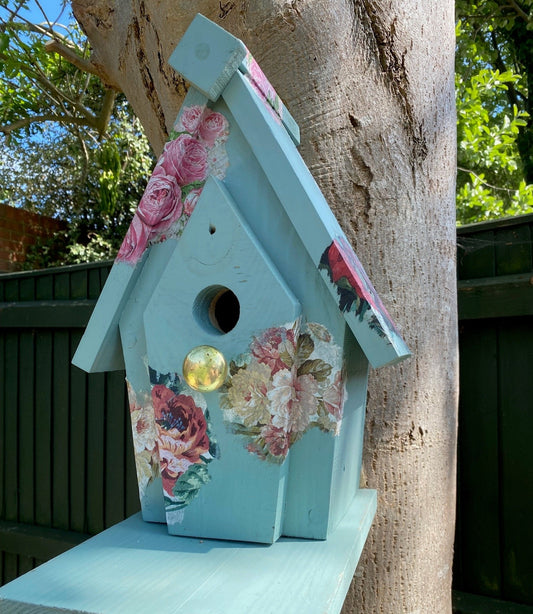 ! Large floral bird house for garden / courtyard decor - customization possible
