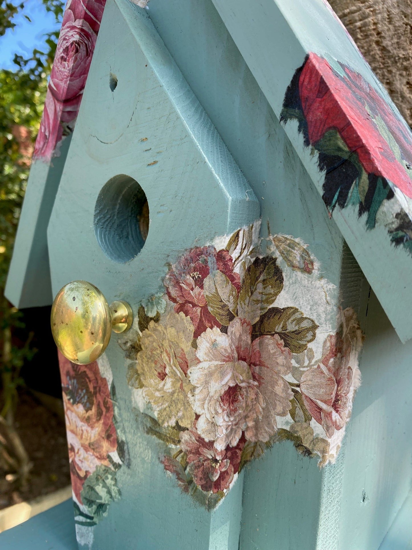 ! Large floral bird house for garden / courtyard decor - customization possible