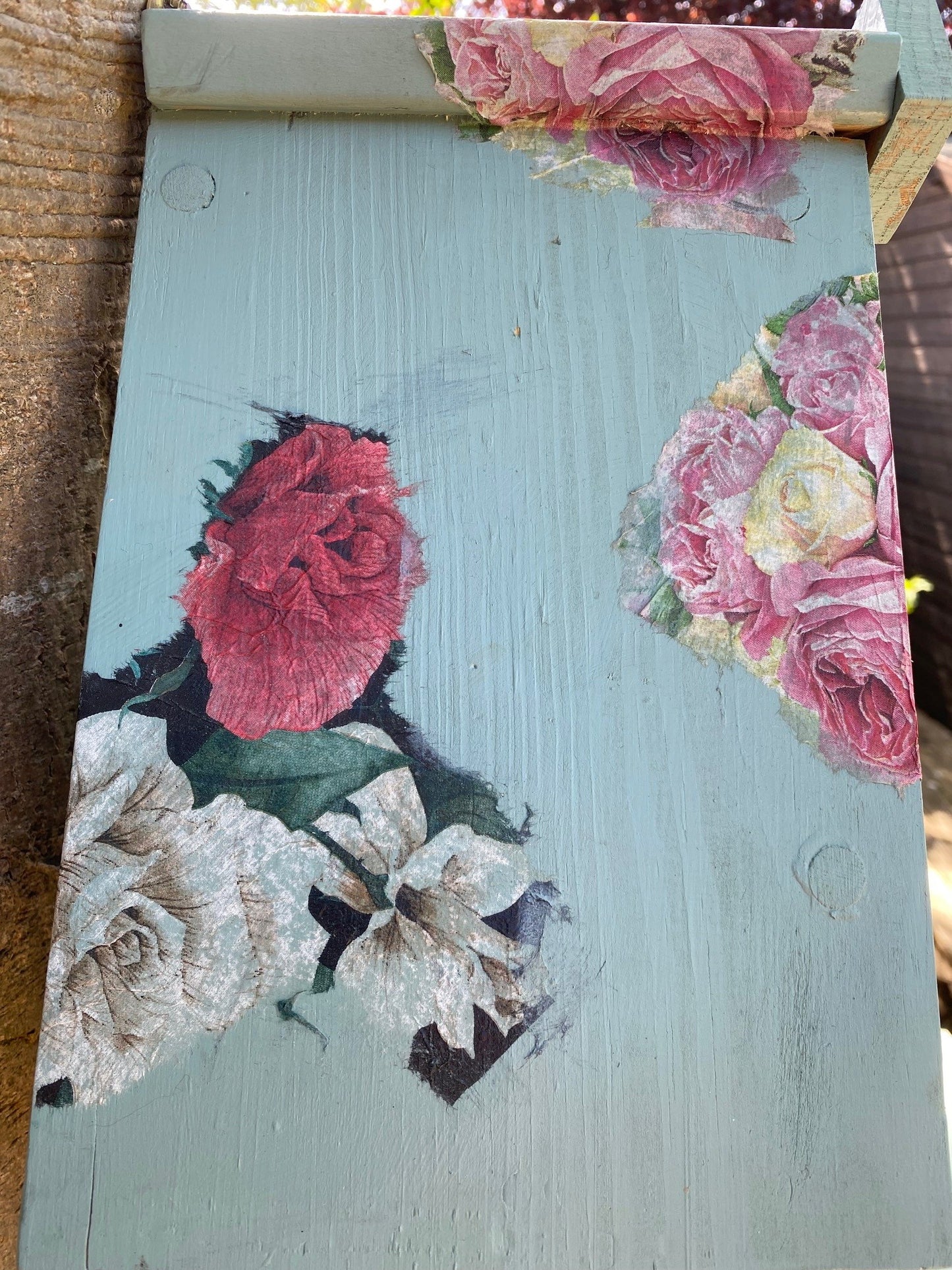 ! Large floral bird house for garden / courtyard decor - customization possible