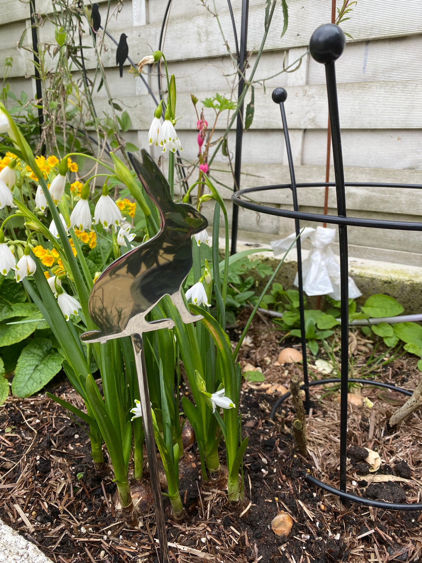 Chrome steel bunny rabbit garden plant stake £9.99 - UK Only