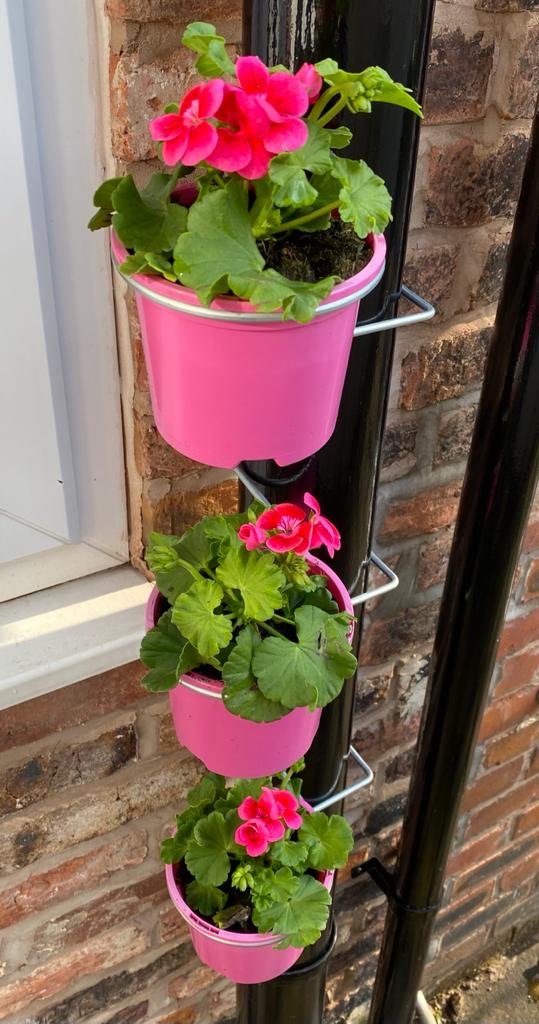 3 Single soil pipe plant pot holders / hanging brackets £10.49 gardening garden drainpipe fence wall pergola plant hangers gardening herbs flowers pot hanging fit it seconds no tools needed http://POTMAGIC.co.uk